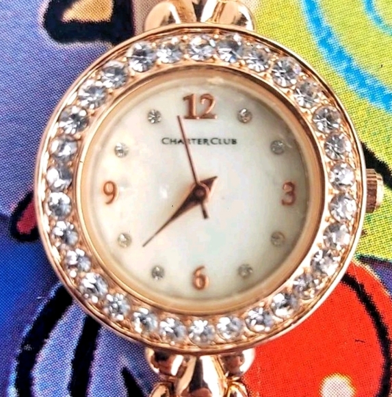 Charter Club Rose Gold Tone Women's Watch Crystals Rhinestones With New Battery - Picture 1 of 8